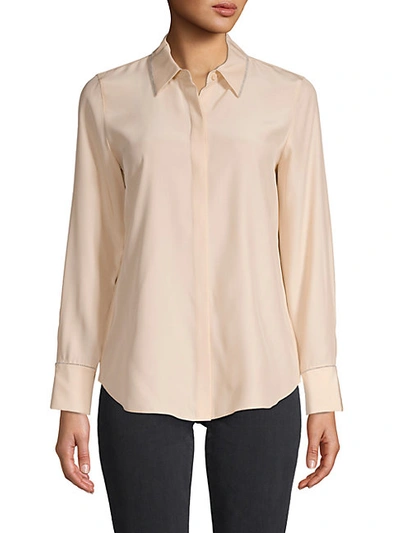 Shop Lafayette 148 Contrast-trim Silk Shirt