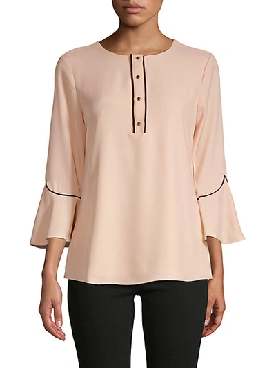 Shop Calvin Klein Piped Flare-sleeve Blouse