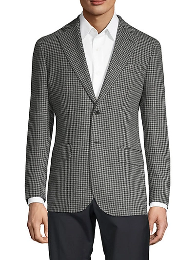 Shop Lubiam Wool & Linen Houndstooth Blazer