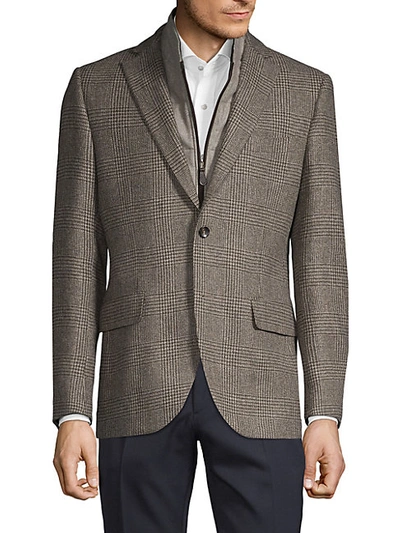 Shop Lubiam Standard-fit Plaid Wool Sportcoat