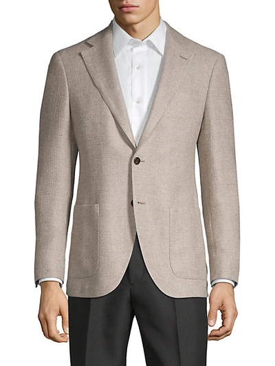 Shop Lubiam Standard-fit Textured Wool, Cotton & Cashmere-blend Sportcoat