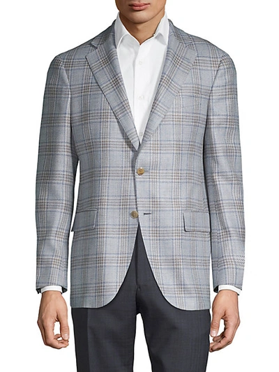 Shop Lubiam Standard-fit Wool-blend Plaid Jacket
