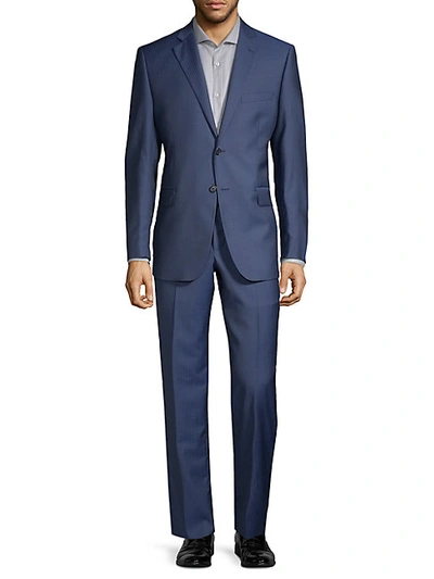 Shop Saks Fifth Avenue Two-piece Slim-fit Wool Silk Herringbone Suit
