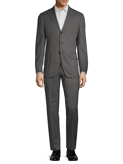 Shop Eidos Pinstriped Wool Suit