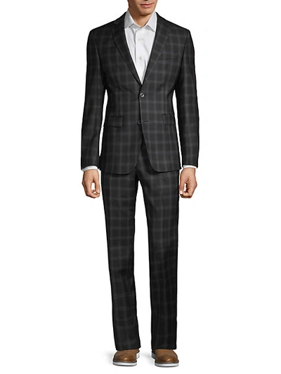 Shop Versace Modern-fit Wool Plaid Suit