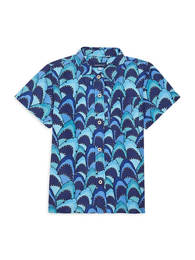 Shop Andy & Evan Little Boy's Shark-print Short-sleeve Shirt