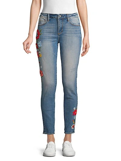 Shop Driftwood Embroidered Floral Skinny Jeans