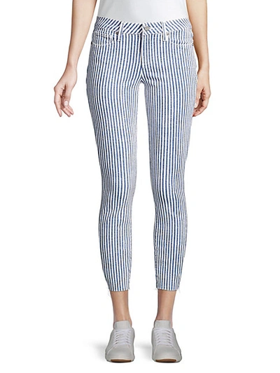 Shop Paige Jeans Skinny-fit Crop Stripe Jeans