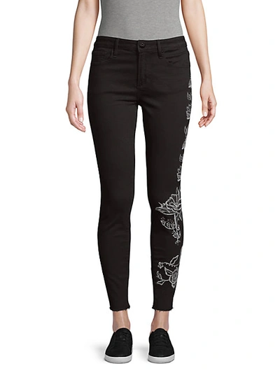 Shop Driftwood Embroidered Floral Skinny Jeans