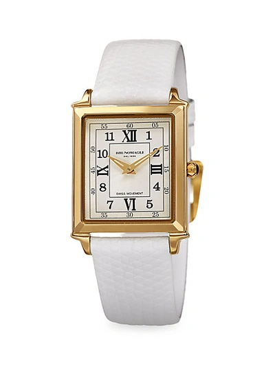 Shop Bruno Magli Goldtone Stainless Steel & Leather-strap Watch