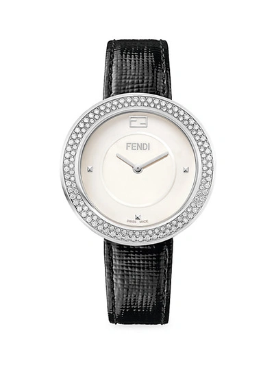 Shop Fendi My Way Stainless Steel, Diamond & Leather-strap Watch