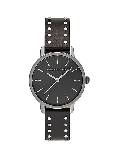 Shop Rebecca Minkoff Bffl Urban Classic Leather-strap Watch