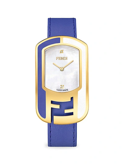 Shop Fendi Chameleon Goldtone Stainless Steel & Mother-of-pearl Leather-strap Watch