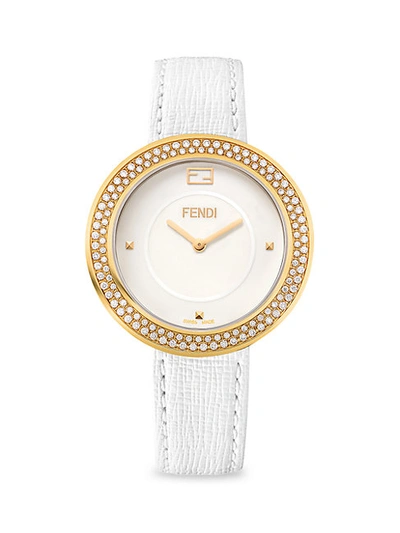 Shop Fendi My Way Goldtone Stainless Steel Diamond Leather-strap Watch