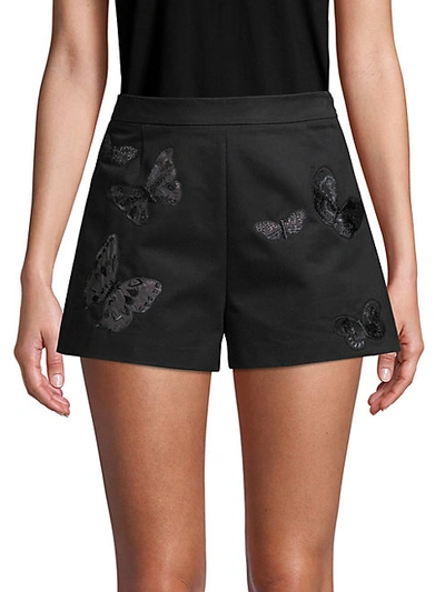 Shop Valentino Embroidered Butterfly Cotton Shorts