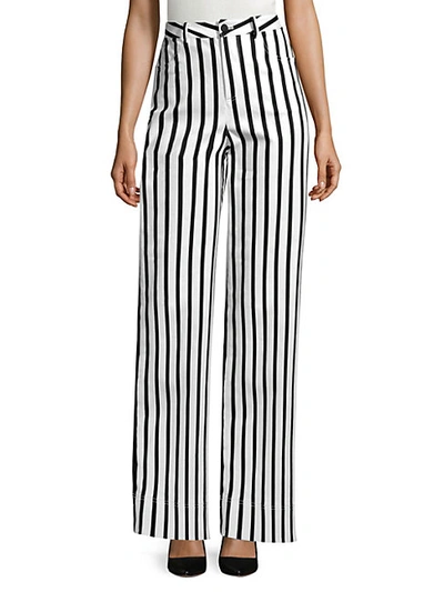 Shop Alice And Olivia Beta Super High-rise Striped Wide-leg Jeans