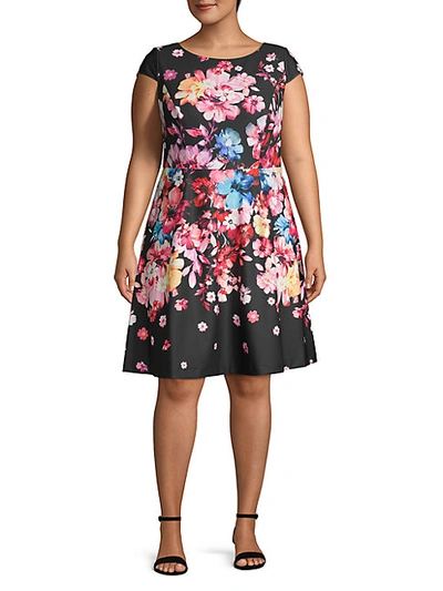 Shop Adrianna Papell Plus Floral-print A-line Dress