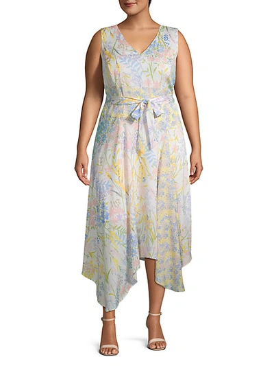 Shop Calvin Klein Plus Floral Handkerchief Dress