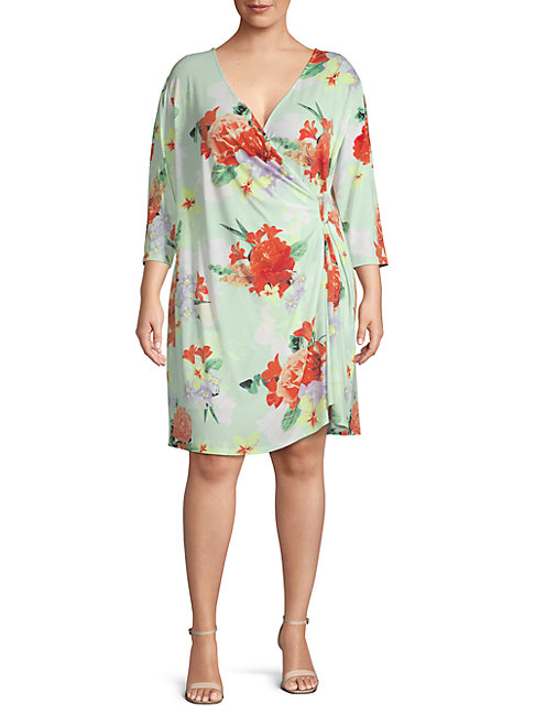 plus floral wrap dress