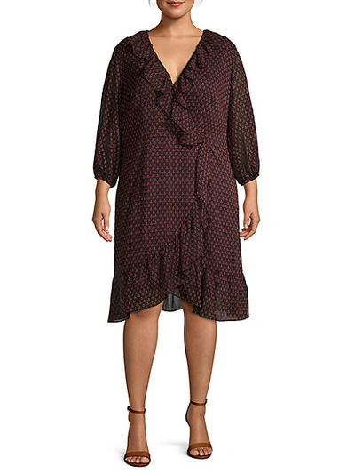 Shop Adrianna Papell Plus Printed Ruffle Wrap-style Dress