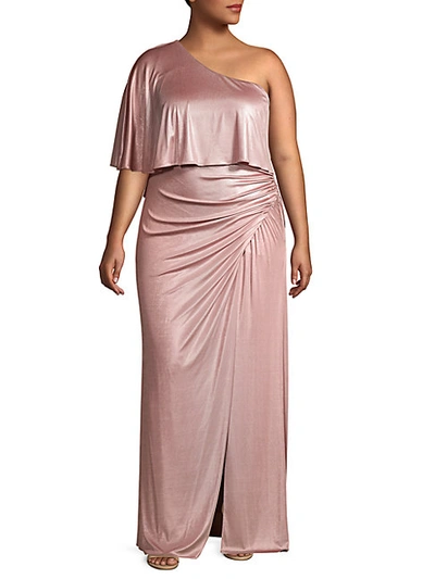 Shop Adrianna Papell Plus One-shoulder Long Gown
