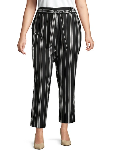 Shop Vince Camuto Plus Striped Belted Pants