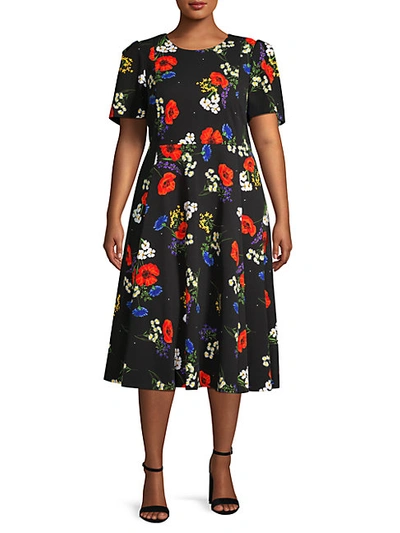 Shop Calvin Klein Plus Floral Puff-sleeve Dress