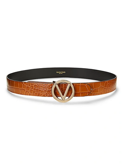 Shop Valentino By Mario Valentino Giusy Croc-embossed Leather Belt