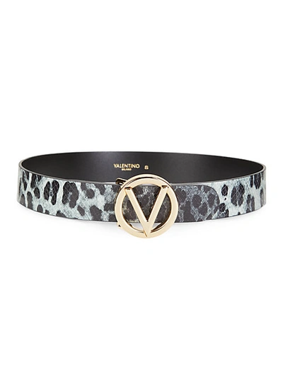 Shop Valentino By Mario Valentino Giusy Leopard Python-embossed Leather Belt