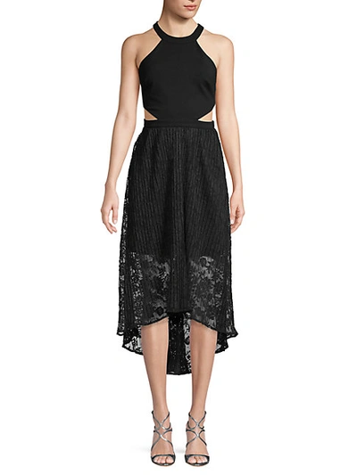 Shop Avec Les Filles Side Cutout Lace-overlay Dress