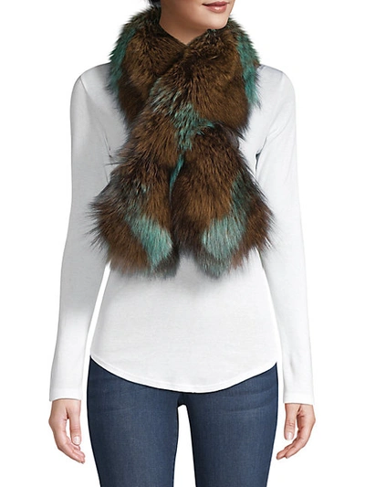 Shop Adrienne Landau Fox Fur Pull-through Camo Scarf