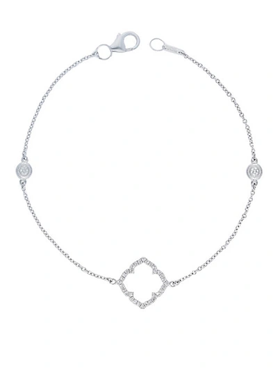 Shop Nephora 14k White Gold & Diamonds Curvy Open Clover Bracelet
