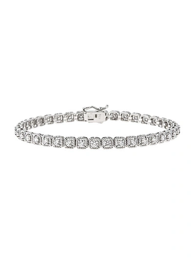 Shop Saks Fifth Avenue 14k White Gold & Diamond Square Illusion-set Tennis Bracelet