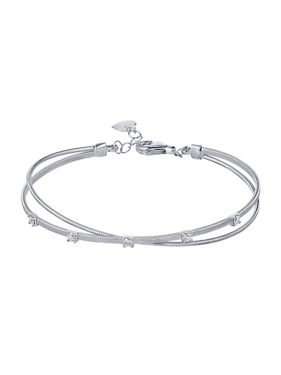 Shop Saks Fifth Avenue 14k White Gold & Diamond Station 2-strand Bracelet