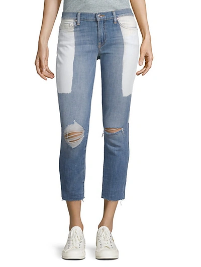 Shop Dtla Two-tone Frayed-hem Jeans