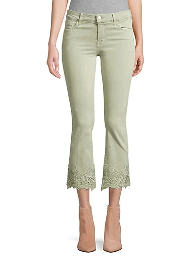 Shop J Brand Selena Mid-rise Crop Bootcut Floral Lace Hem Jeans