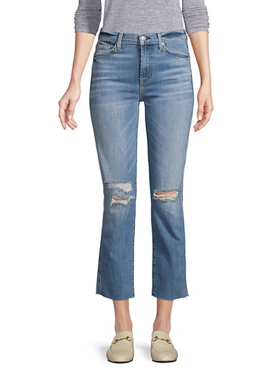 Shop 7 For All Mankind Edie High Rise Ankle Straight-leg Distressed Jeans