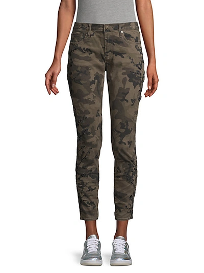 Shop Driftwood Floral Embroidered Camouflage Jeans
