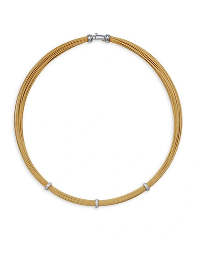 Shop Alor Goldtone Stainless Steel, 18k White Gold & Diamond Necklace