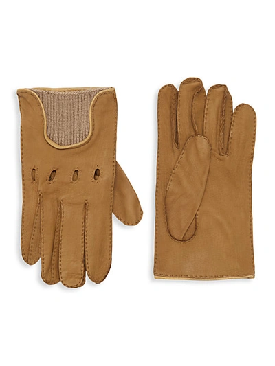 Shop Portolano Wool-trim Leather Gloves