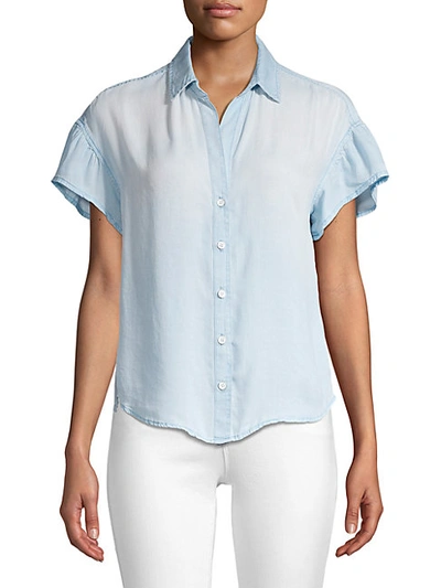 Shop Bella Dahl Ruffle Short-sleeve Chambray Shirt