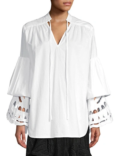 Shop Romance Was Born Broderie Bell Sleeve Tiered Eyelet Tunic