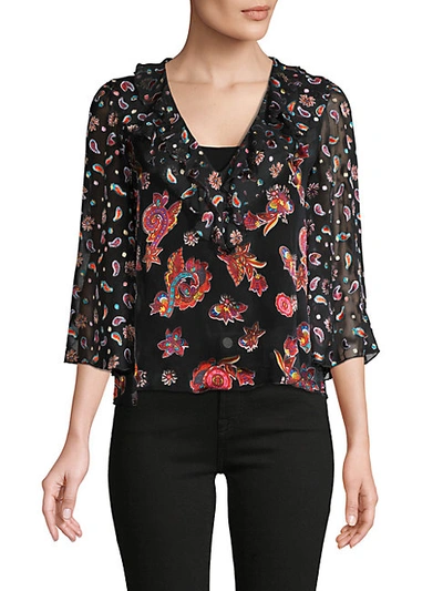 Shop Alice And Olivia Cabella Paisely Silk-blend Blouse