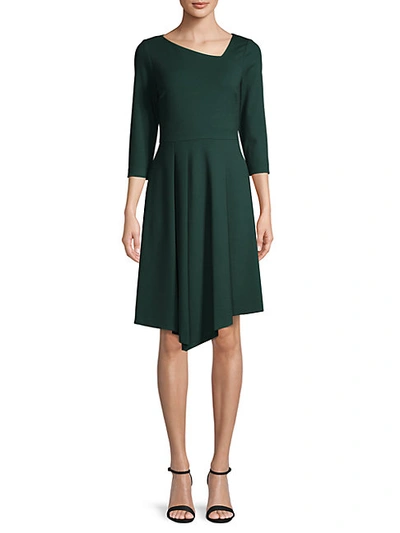 Shop Donna Karan Asymmetrical Three-quarter Sleeve Dress