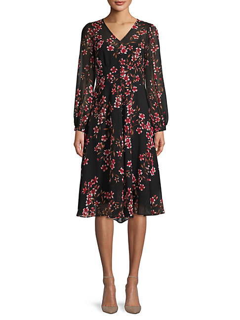 calvin klein floral midi dresses