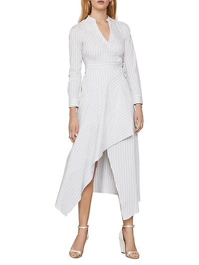 Shop Bcbgmaxazria Striped Cotton-blend Wrap Dress