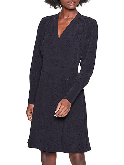 black sparkle wrap dress