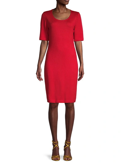 Shop St John Wool-blend Elbow-sleeve Dress