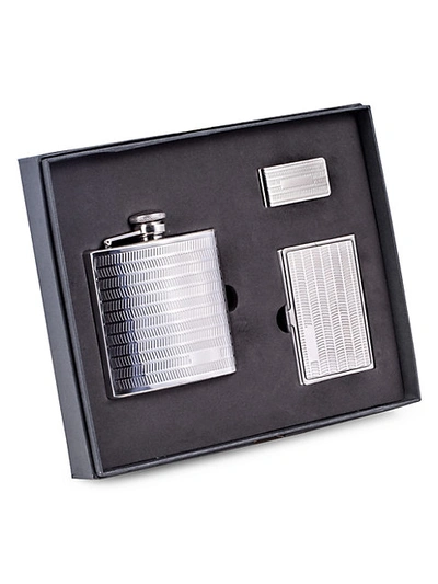 Shop Bey-berk 3-piece Stainless Steel Flask, Card Case & Money Clip Set