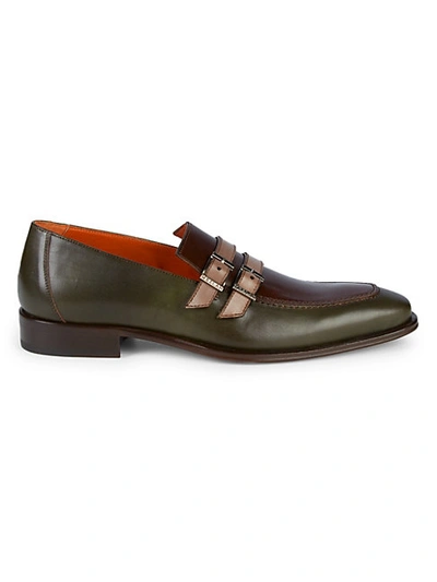 Shop Mezlan Double Buckle Colorblock Leather Loafers